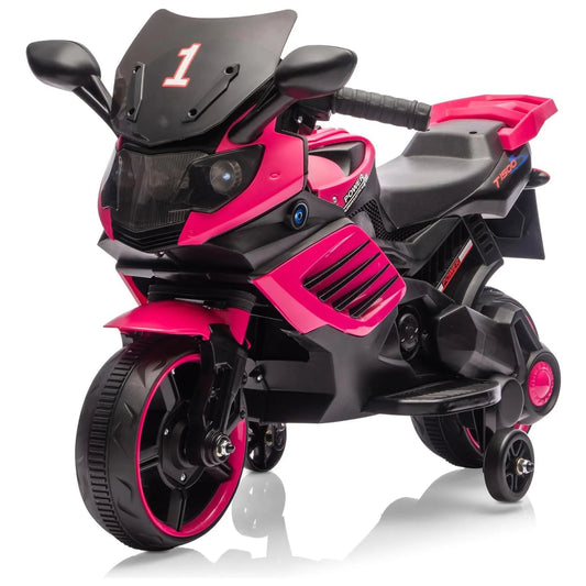 6V Kids Motorcycle, Electric Ride on Car Toy with Training Wheels, Working Headlight, Horn & Music,For Toddlers Boys Girls 3-6Y