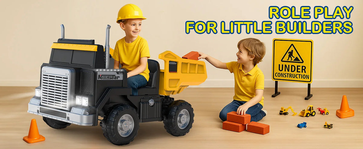 24V Ride on Dump Truck for Big Kids, 4WD/2WD, Remote, Dump Bed, LED, Bluetooth, Suspension, Perfect Christmas Gift