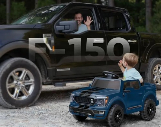 Ford Shelby F-150 Ride on Car Truck, 12V Toddler Electric Car for Ages 3-6 with Remote Control - Blue