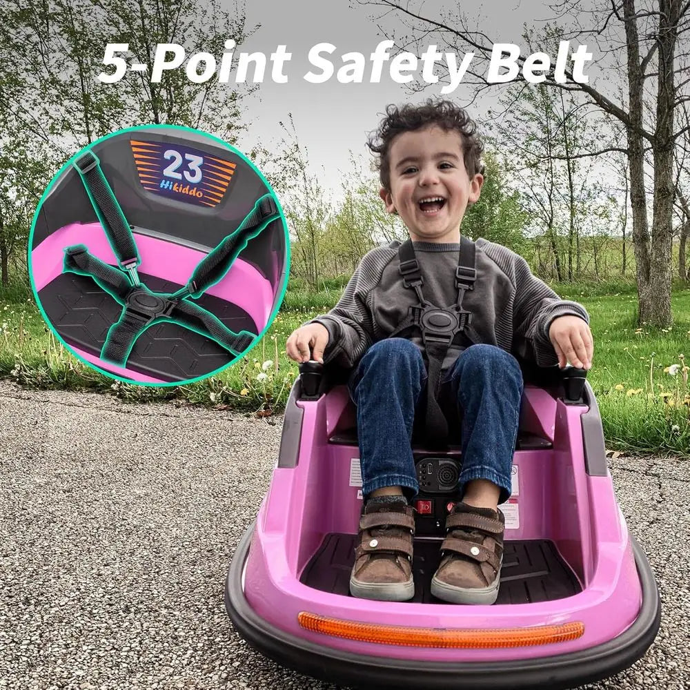 12V Kids Bumper Car, Electric Baby Bumper Car for Toddlers with Remote Control, 3 Speeds - Light Pink