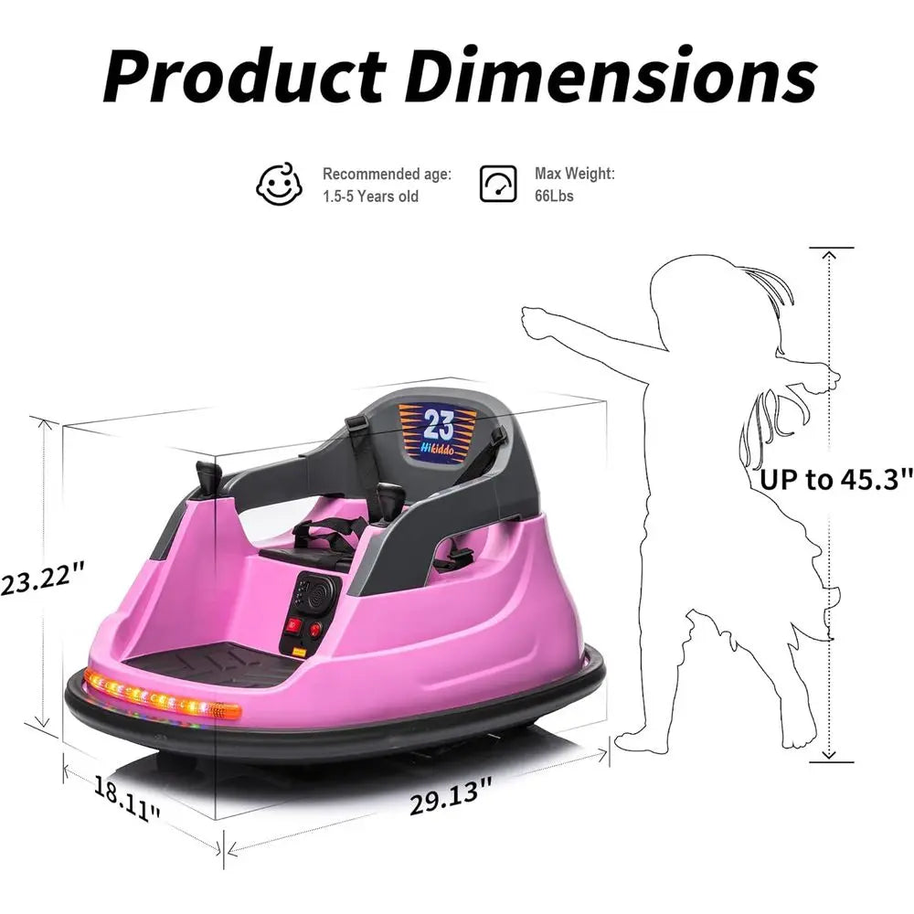 12V Kids Bumper Car, Electric Baby Bumper Car for Toddlers with Remote Control, 3 Speeds - Light Pink