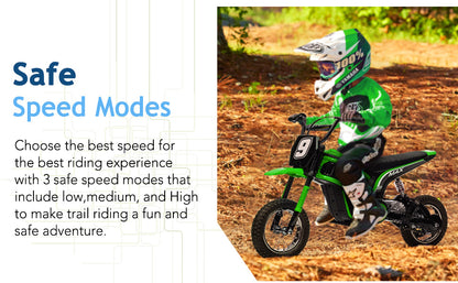 Ride on Motorcycle for Kids Electric Dirt Bike 24-Volt 350-Watt Kid'S Toys up to 14.29 MPH, 2-Speed Modes, Max Load 135 Lbs