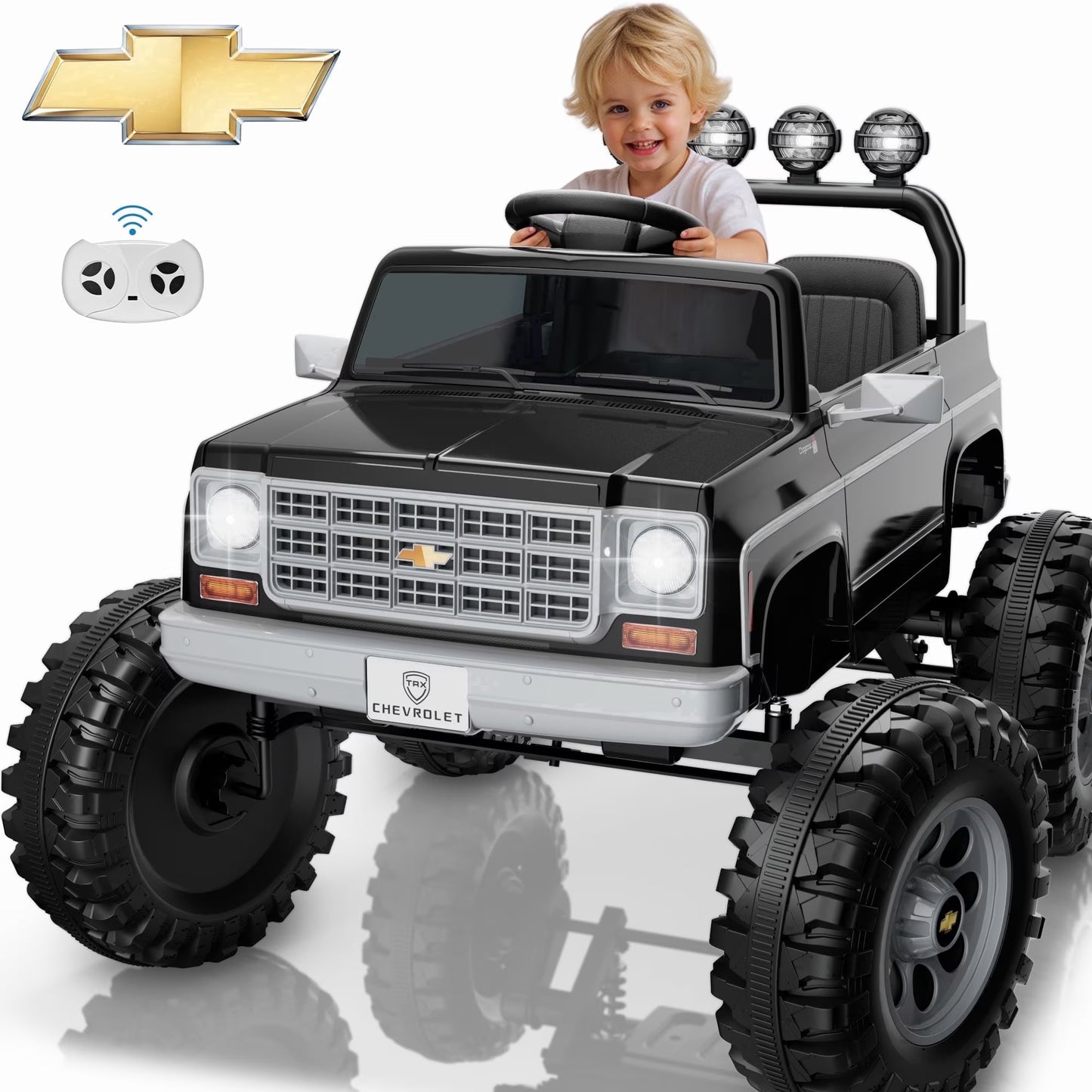 Chevrolet Cheyenne 24 Volt Ride on Toys with Remote, Ride on Truck for Big Kids 3-8 Years,  Power Car Wheels with 2 Seater, Red