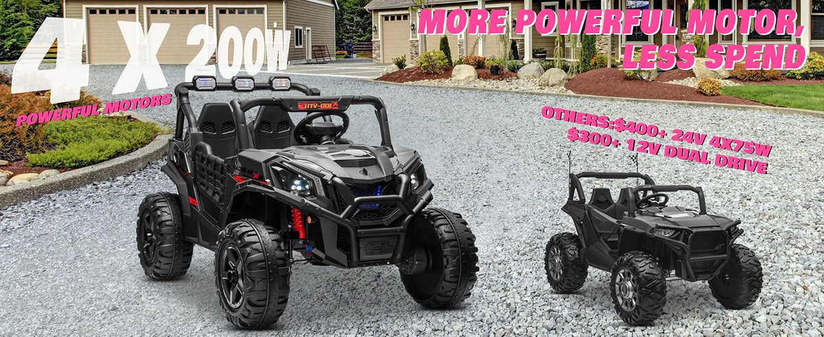 24V 4x200W 2-Seater Ride-On UTV Car – Powerful Electric Kids Truck with Remote Control, LED Lights & Music