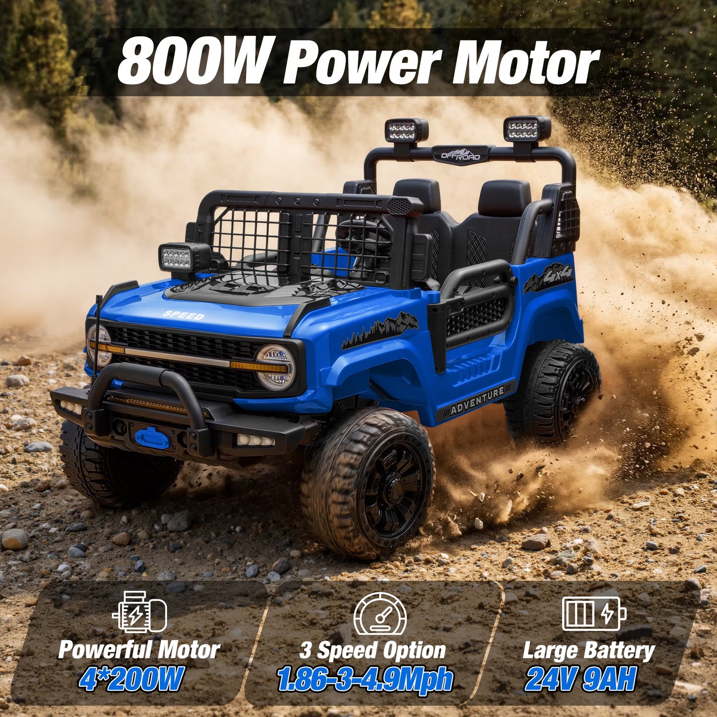24V Electric Ride-On Truck – Powerful 4WD Adventure Vehicle with Dual Motor Drive, Spacious 2-Seater Design & Parent Remote Control