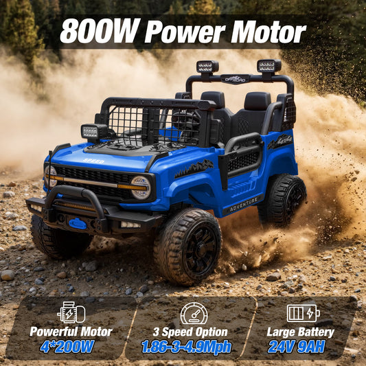 24V Electric Ride-On Truck – Powerful 4WD Adventure Vehicle with Dual Motor Drive, Spacious 2-Seater Design & Parent Remote Control