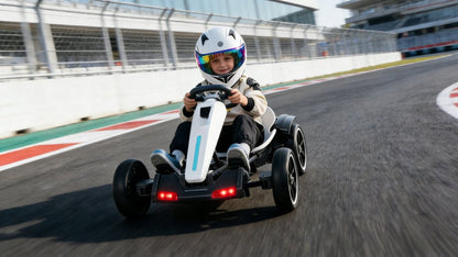 12V Kids Electric Go-Kart – Foldable Ride-On Racing Kart with EVA Wheels, Music & Adjustable Seat