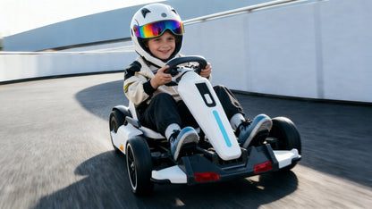 12V Kids Electric Go-Kart – Foldable Ride-On Racing Kart with EVA Wheels, Music & Adjustable Seat