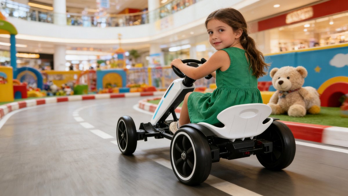 12V Kids Electric Go-Kart – Foldable Ride-On Racing Kart with EVA Wheels, Music & Adjustable Seat