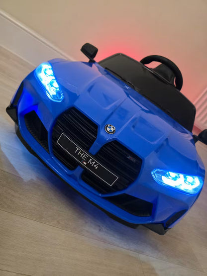 BMW M4 Kids Ride-On Car – 12V  Electric Sports Car with Remote Control, Safety Belt & LED Fun