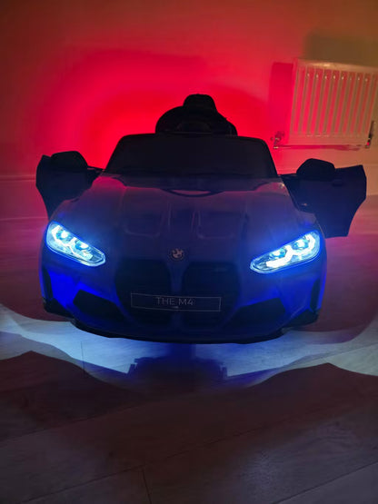 BMW M4 Kids Ride-On Car – 12V  Electric Sports Car with Remote Control, Safety Belt & LED Fun