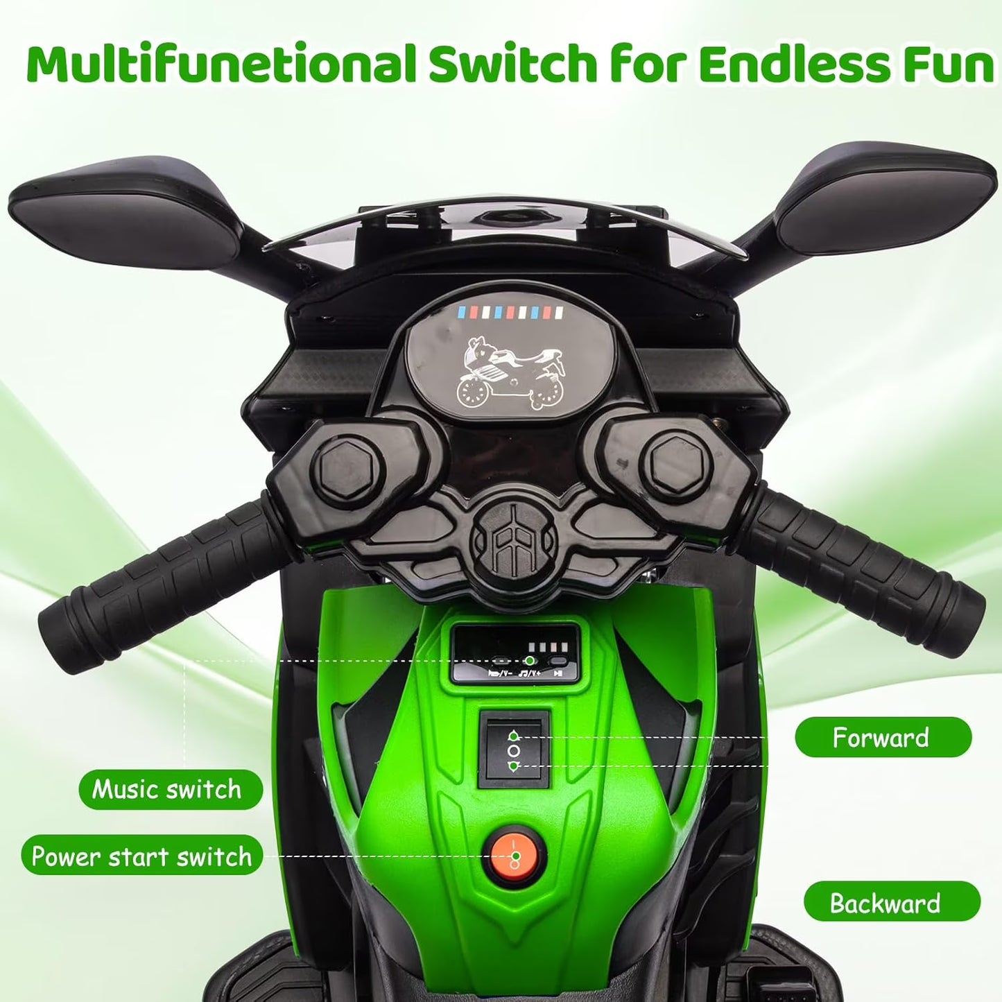 6V Kids Electric Motorcycle Ride-On – Battery Powered Toddler Bike with Lights, Sounds &amp; Training Wheels