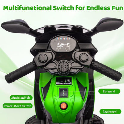 6V Kids Electric Motorcycle Ride-On – Battery Powered Toddler Bike with Lights, Sounds &amp; Training Wheels