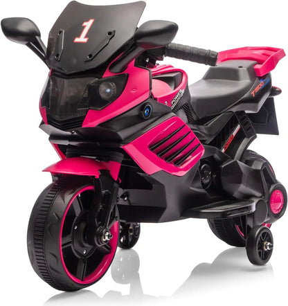 6V Kids Motorcycle, Electric Ride on Car Toy with Training Wheels, Working Headlight, Horn & Music,For Toddlers Boys Girls 3-6Y