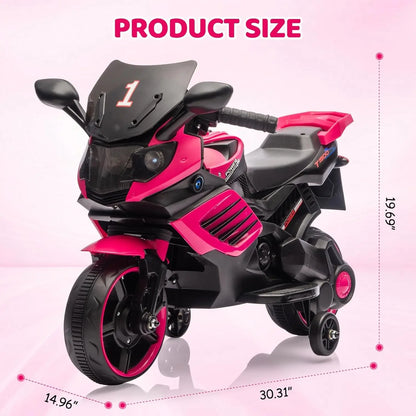 6V Kids Motorcycle, Electric Ride on Car Toy with Training Wheels, Working Headlight, Horn & Music,For Toddlers Boys Girls 3-6Y
