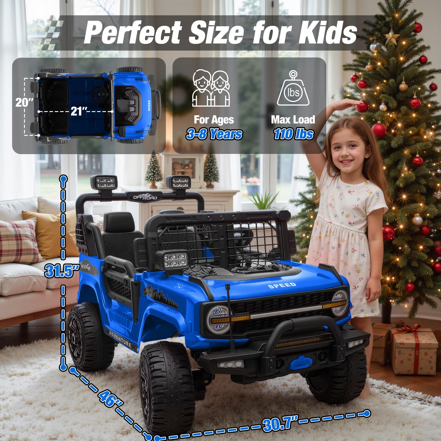 24V Electric Ride-On Truck – Powerful 4WD Adventure Vehicle with Dual Motor Drive, Spacious 2-Seater Design & Parent Remote Control