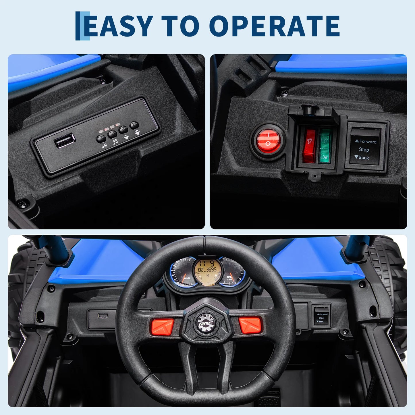 24V Kids Ride on UTV Car Toy W/Remote Control 2×200W Motor Electric Vehicle Spring Suspension & LED Lights Off-Road Toy