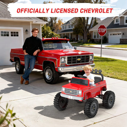 Chevrolet Cheyenne 24 Volt Ride on Toys with Remote, Ride on Truck for Big Kids 3-8 Years,  Power Car Wheels with 2 Seater, Red