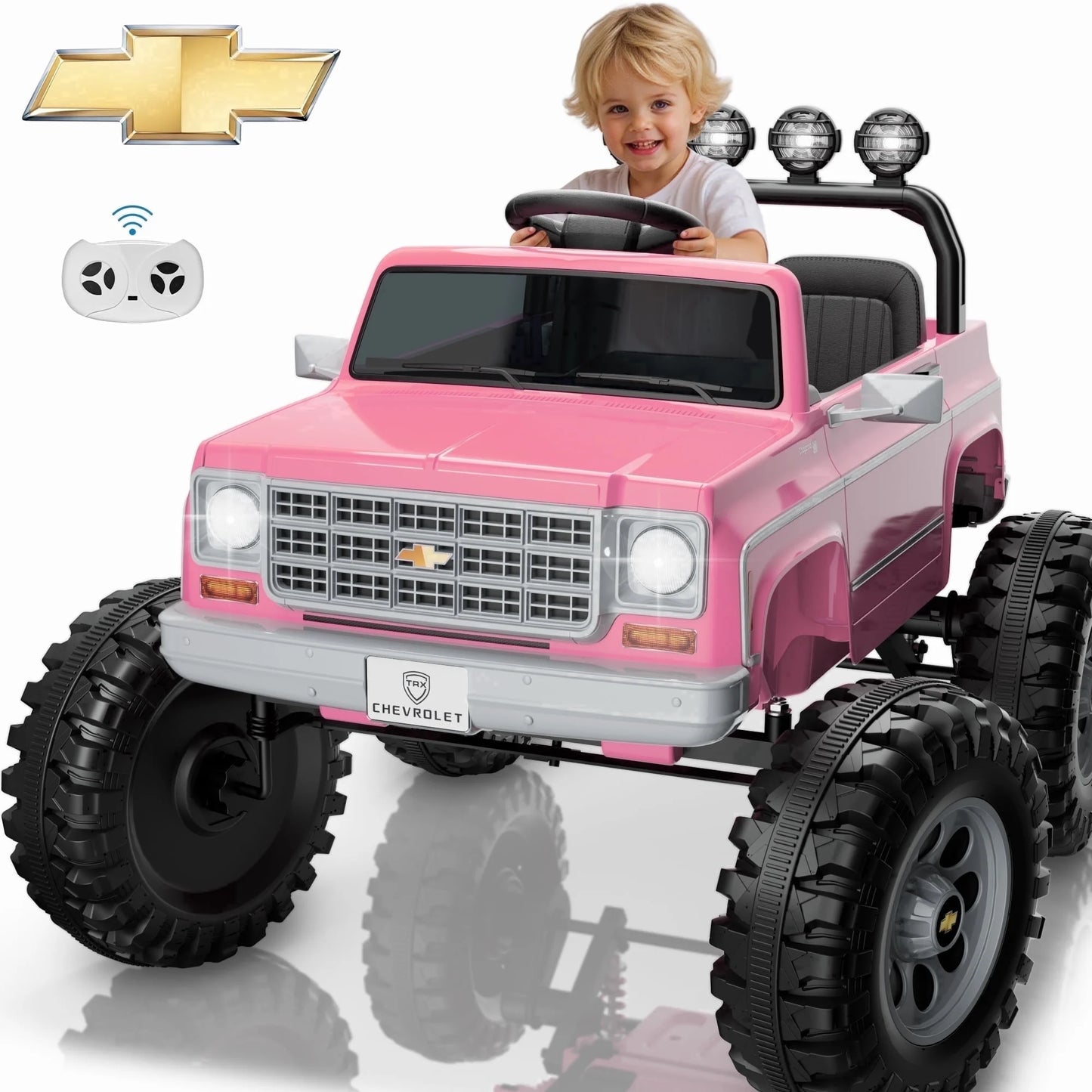 Chevrolet Cheyenne 24 Volt Ride on Toys with Remote, Ride on Truck for Big Kids 3-8 Years,  Power Car Wheels with 2 Seater, Red