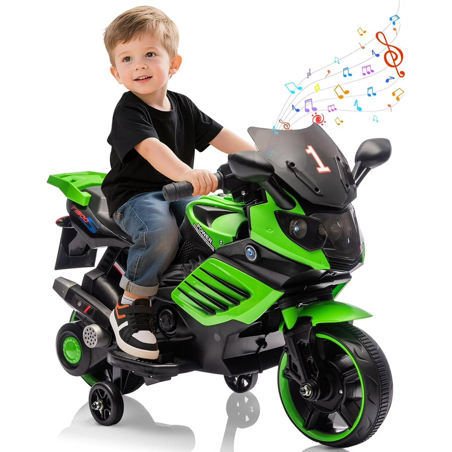 6V Kids Electric Motorcycle Ride-On – Battery Powered Toddler Bike with Lights, Sounds &amp; Training Wheels