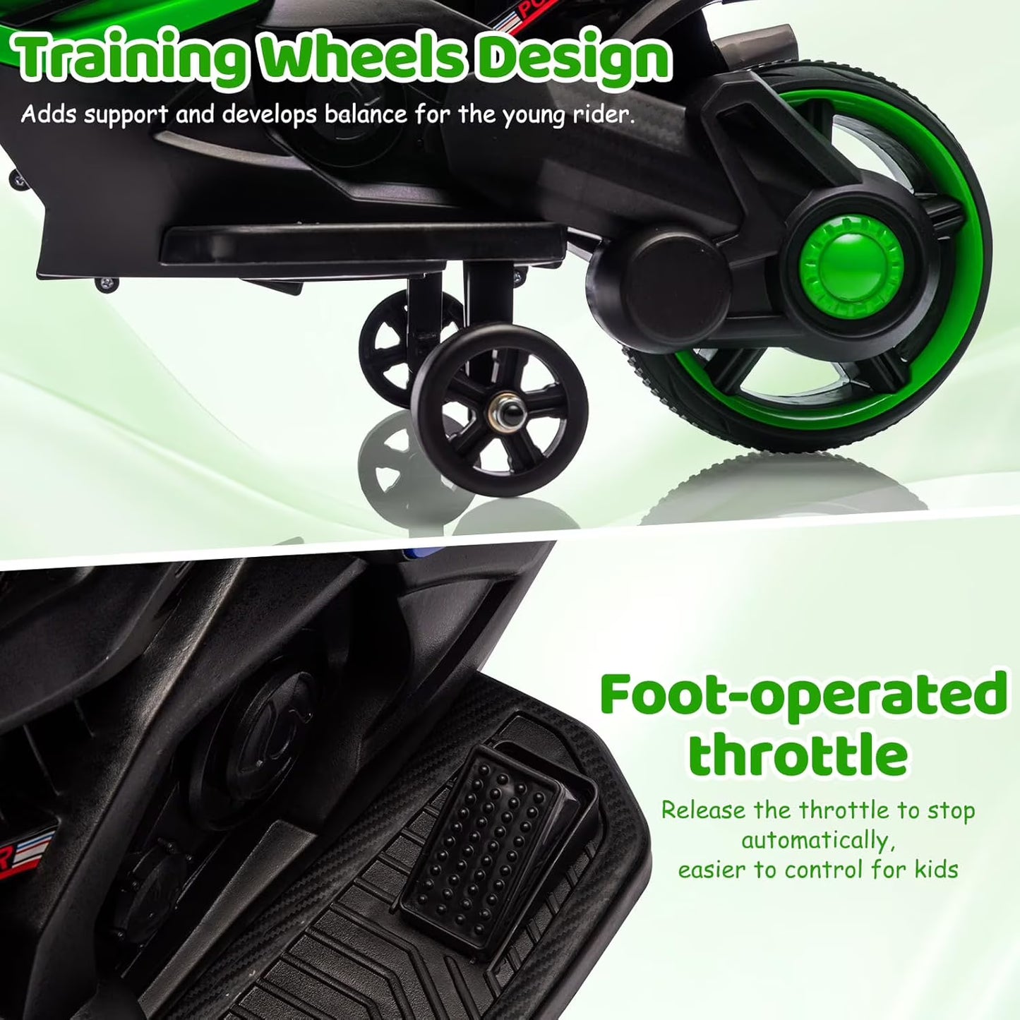 6V Kids Electric Motorcycle Ride-On – Battery Powered Toddler Bike with Lights, Sounds &amp; Training Wheels