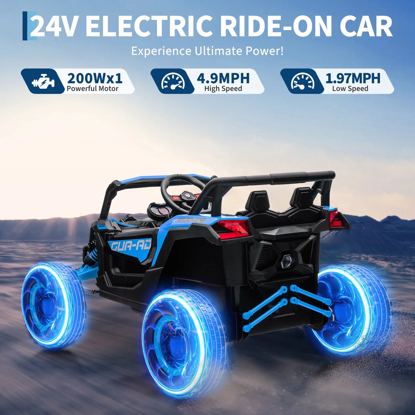24V Kids Ride on UTV Car Toy W/Remote Control 2×200W Motor Electric Vehicle Spring Suspension & LED Lights Off-Road Toy