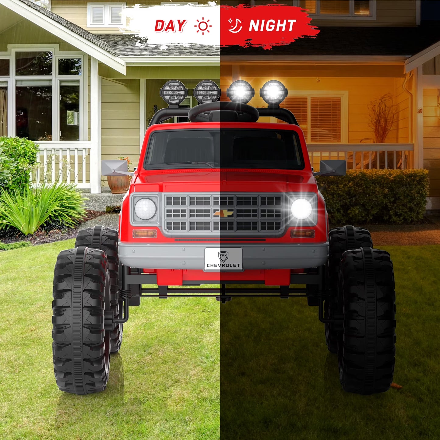 Chevrolet Cheyenne 24 Volt Ride on Toys with Remote, Ride on Truck for Big Kids 3-8 Years,  Power Car Wheels with 2 Seater, Red