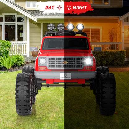 Chevrolet Cheyenne 24 Volt Ride on Toys with Remote, Ride on Truck for Big Kids 3-8 Years,  Power Car Wheels with 2 Seater, Red