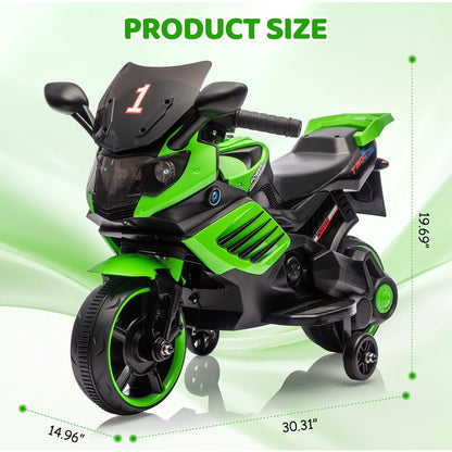 6V Kids Electric Motorcycle Ride-On – Battery Powered Toddler Bike with Lights, Sounds &amp; Training Wheels