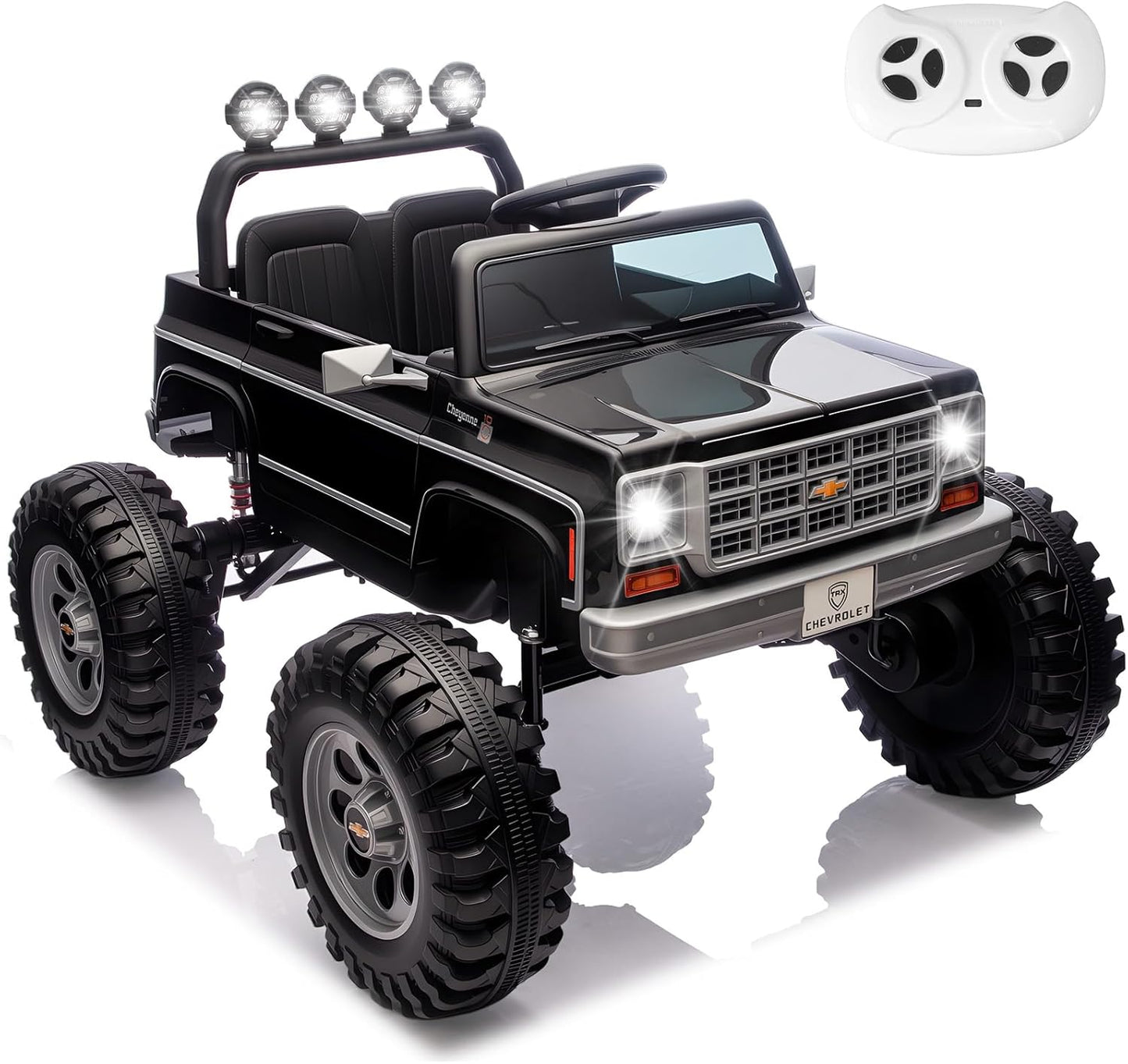 Chevrolet Cheyenne 24 Volt Ride on Toys with Remote, Ride on Truck for Big Kids 3-8 Years,  Power Car Wheels with 2 Seater, Red