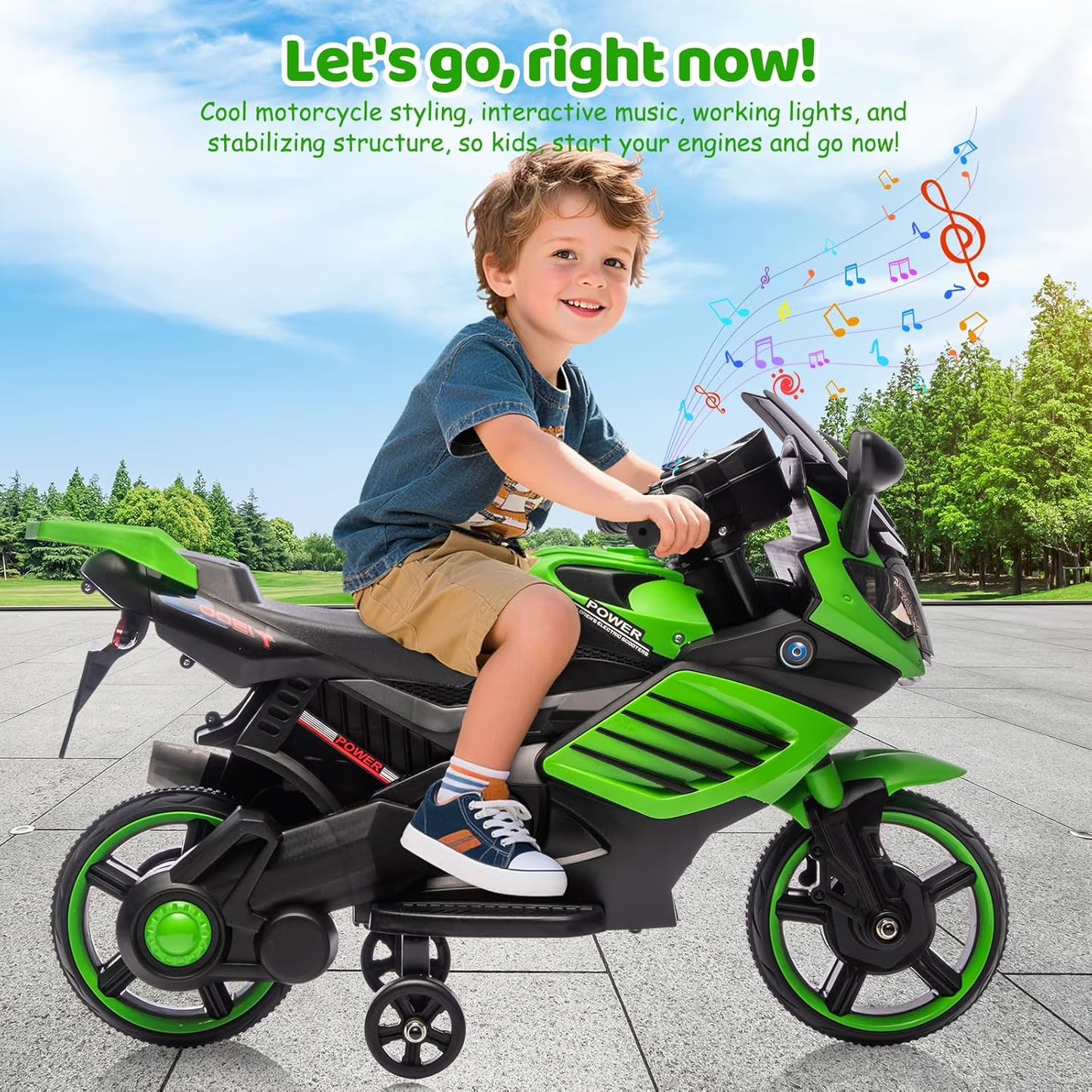 6V Kids Electric Motorcycle Ride-On – Battery Powered Toddler Bike with Lights, Sounds &amp; Training Wheels