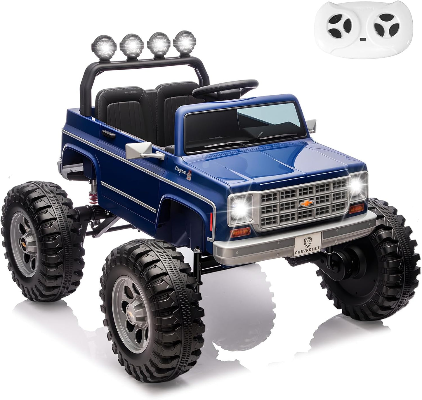 Chevrolet Cheyenne 24 Volt Ride on Toys with Remote, Ride on Truck for Big Kids 3-8 Years,  Power Car Wheels with 2 Seater, Red