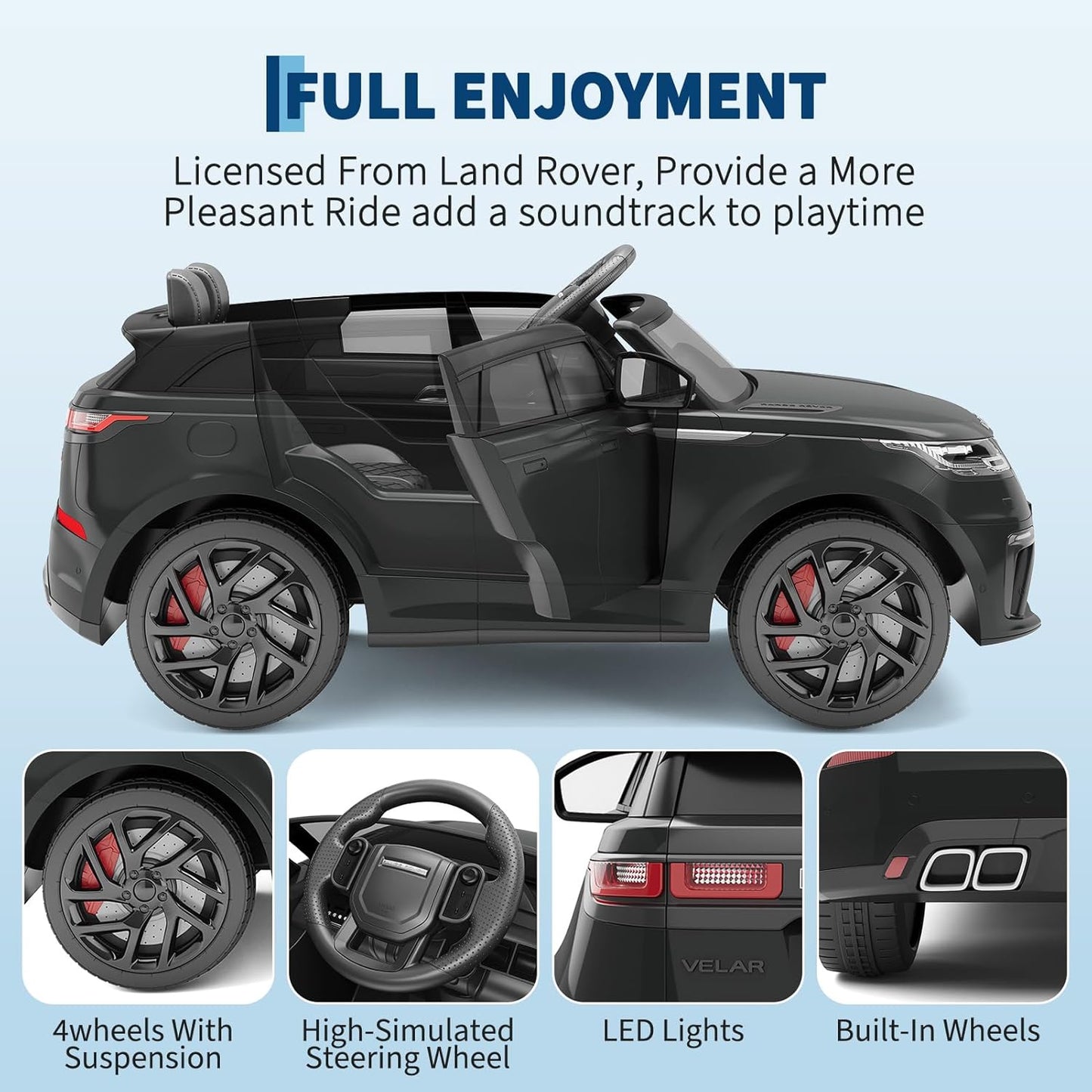 Range Rover Tobbi Ride-On Car with Parent Remote Control, 12V Rocking Mode, Bluetooth, MP3 & LED Lights