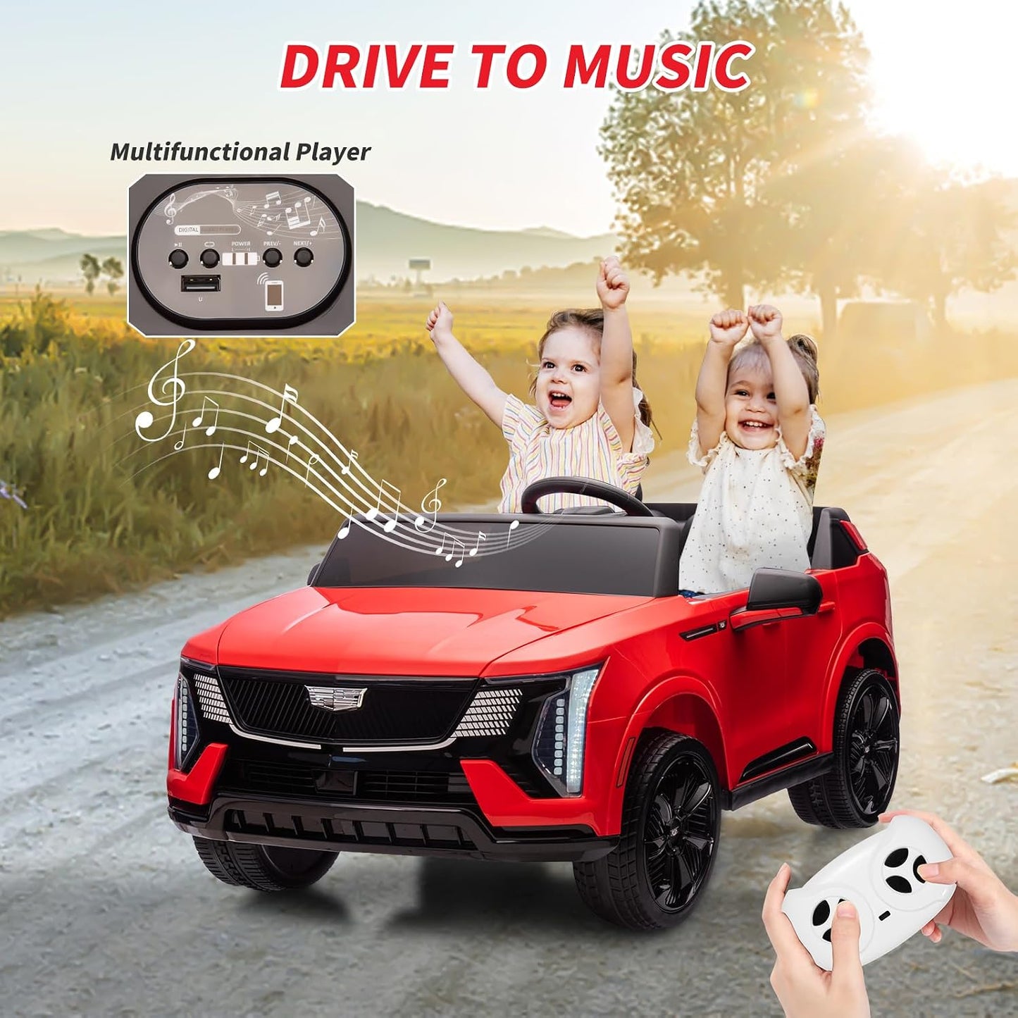 Licensed 24V Cadillac 2-Seater Ride-On Car – Electric Battery-Powered Vehicle with Remote Control, LED Lights & Suspension