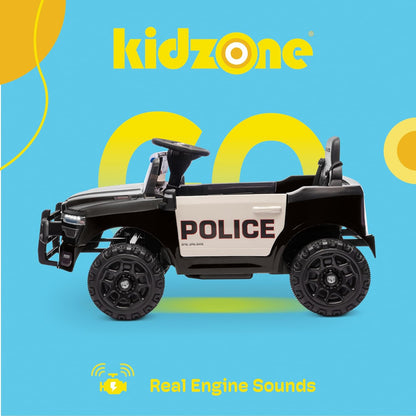 Licensed RAM 3500 Police Ride-On Truck 12V Electric Kids Car with Remote Control, Bluetooth, LED Lights & Suspension – Black