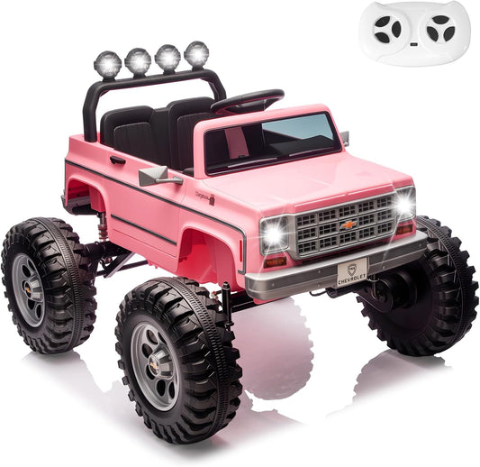Chevrolet Cheyenne 24 Volt Ride on Toys with Remote, Ride on Truck for Big Kids 3-8 Years,  Power Car Wheels with 2 Seater, Red