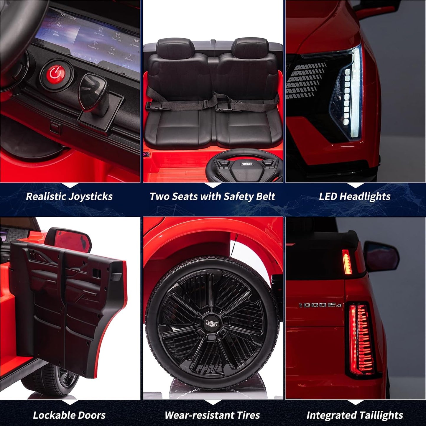 Licensed 24V Cadillac 2-Seater Ride-On Car – Electric Battery-Powered Vehicle with Remote Control, LED Lights & Suspension
