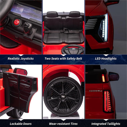 Licensed 24V Cadillac 2-Seater Ride-On Car – Electric Battery-Powered Vehicle with Remote Control, LED Lights & Suspension