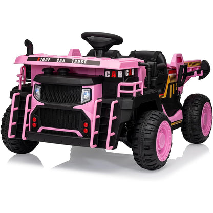 Ride on Dump Truck with Dump Bed 24V Ride on Construction Vehicle with Remote Control Extra Shovel 3 Speeds Music Safety Belt
