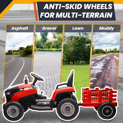 24V Kids Ride-On Tractor with Detachable Trailer – 400W Power, Remote Control & Bluetooth Music