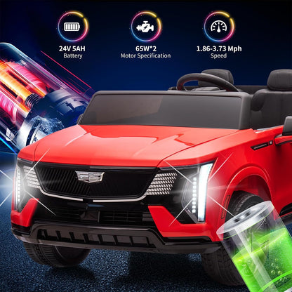 Licensed 24V Cadillac 2-Seater Ride-On Car – Electric Battery-Powered Vehicle with Remote Control, LED Lights & Suspension