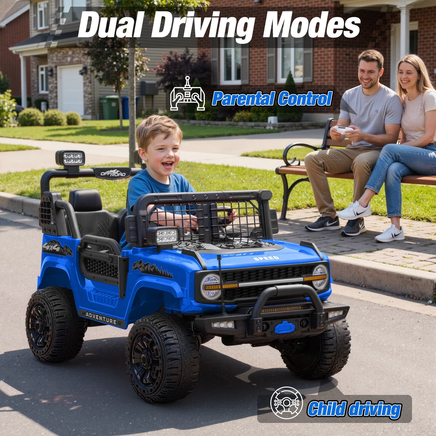 24V Electric Ride-On Truck – Powerful 4WD Adventure Vehicle with Dual Motor Drive, Spacious 2-Seater Design & Parent Remote Control