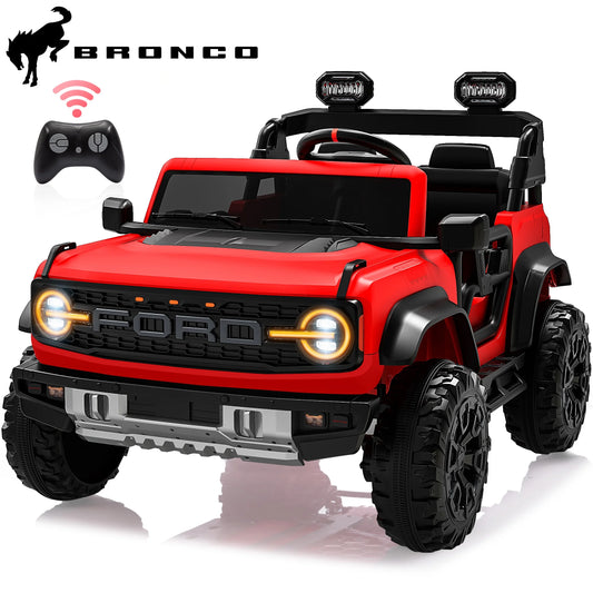 24V 2 Seater Ford Bronco Raptor Powered Ride on Car with Remote Control, 4 Wheels Suspension, Ages 3-8, Red