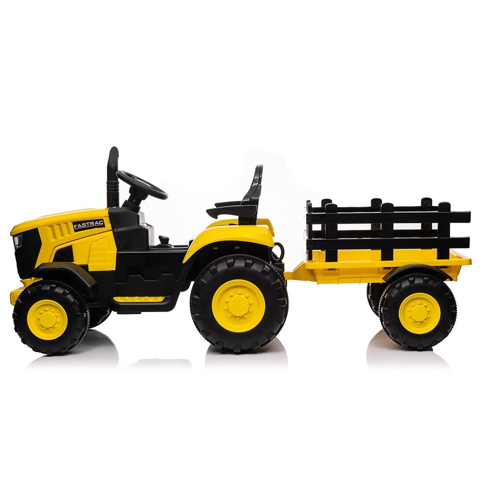 Ride-On Tractor with Detachable Trailer 12V Kids – Electric Farm Vehicle with Remote Control, LED Lights & Music