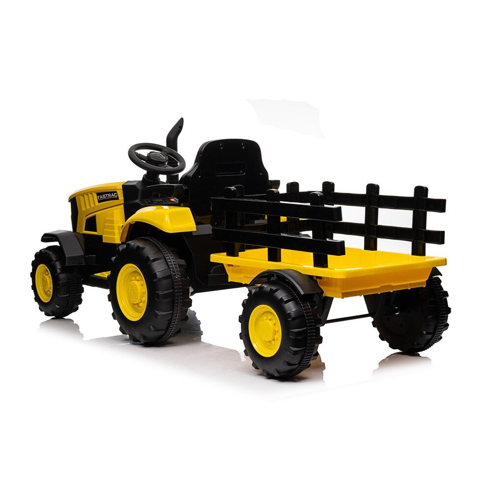 Ride-On Tractor with Detachable Trailer 12V Kids – Electric Farm Vehicle with Remote Control, LED Lights & Music