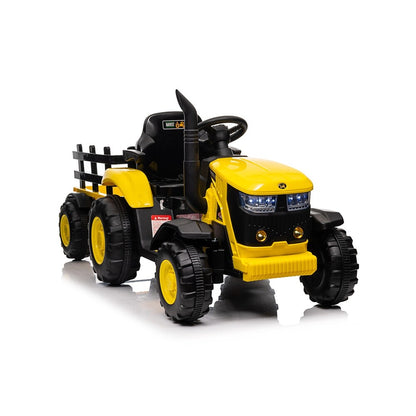 Ride-On Tractor with Detachable Trailer 12V Kids – Electric Farm Vehicle with Remote Control, LED Lights & Music