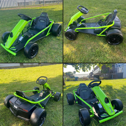 Ride on Go Kart for Teens 24V 2 X 300W Extra Powerful Motors Electric Karts with Slow Start Outdoor Ride on Toy for Kids 8-11Y