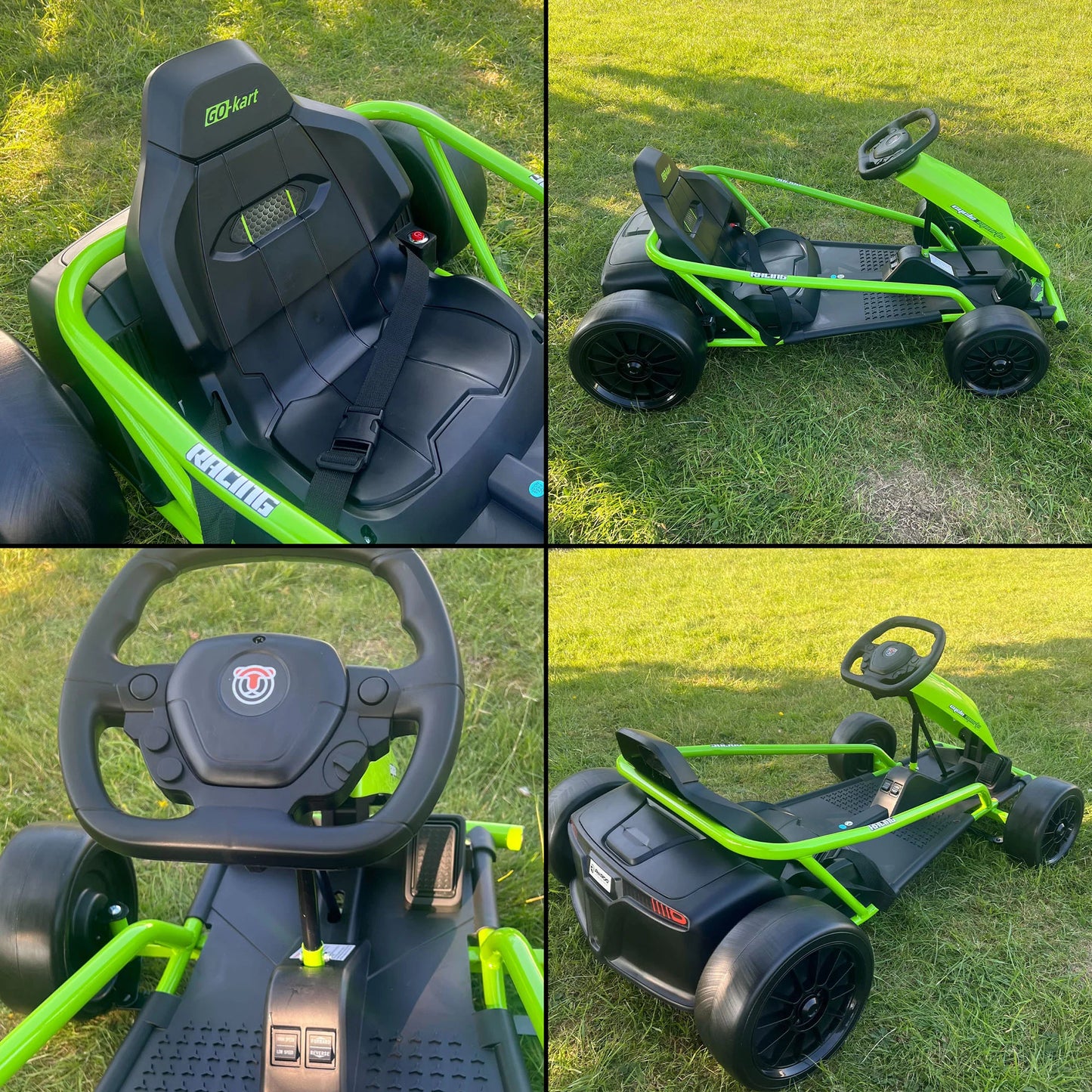 Ride on Go Kart for Teens 24V 2 X 300W Extra Powerful Motors Electric Karts with Slow Start Outdoor Ride on Toy for Kids 8-11Y