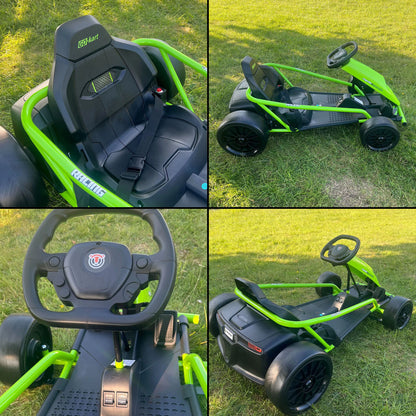 Ride on Go Kart for Teens 24V 2 X 300W Extra Powerful Motors Electric Karts with Slow Start Outdoor Ride on Toy for Kids 8-11Y
