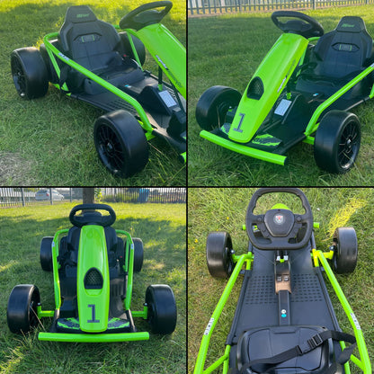 Ride on Go Kart for Teens 24V 2 X 300W Extra Powerful Motors Electric Karts with Slow Start Outdoor Ride on Toy for Kids 8-11Y